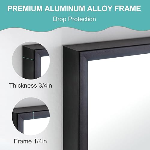 Miniatura 3 de Espejo grande de 32 x 60 pulgadas para montar en la pared, moderno espejo de aluminio plateado para el hogar, sala de estar, dormitorio, espejo