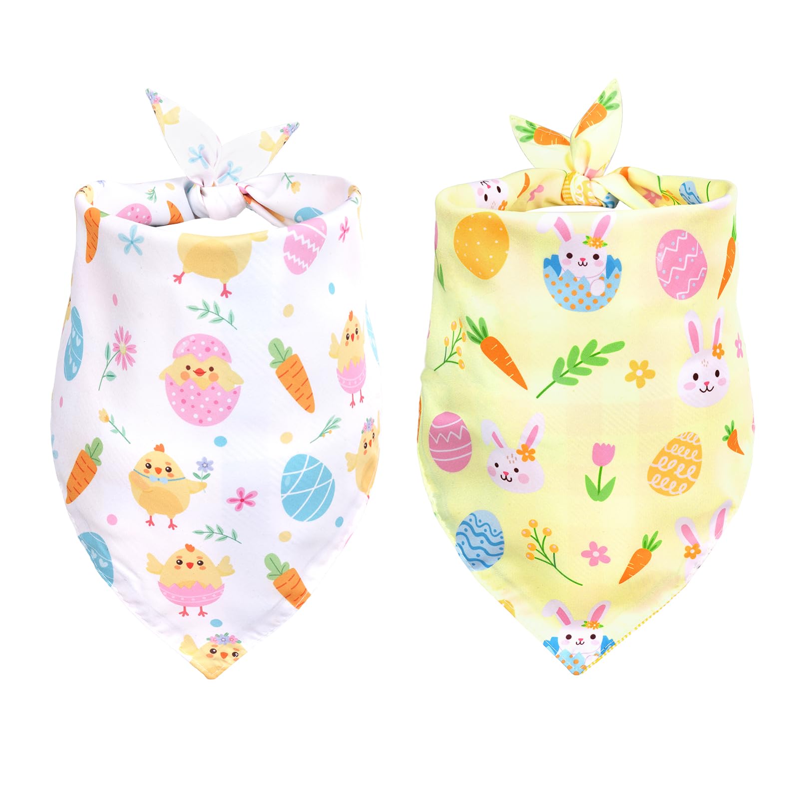 Easter Dog Bandana Double-Sided Reversible Triangle Pet Scarf for Small Medium Large Dogs Cats Easter Party Supplies