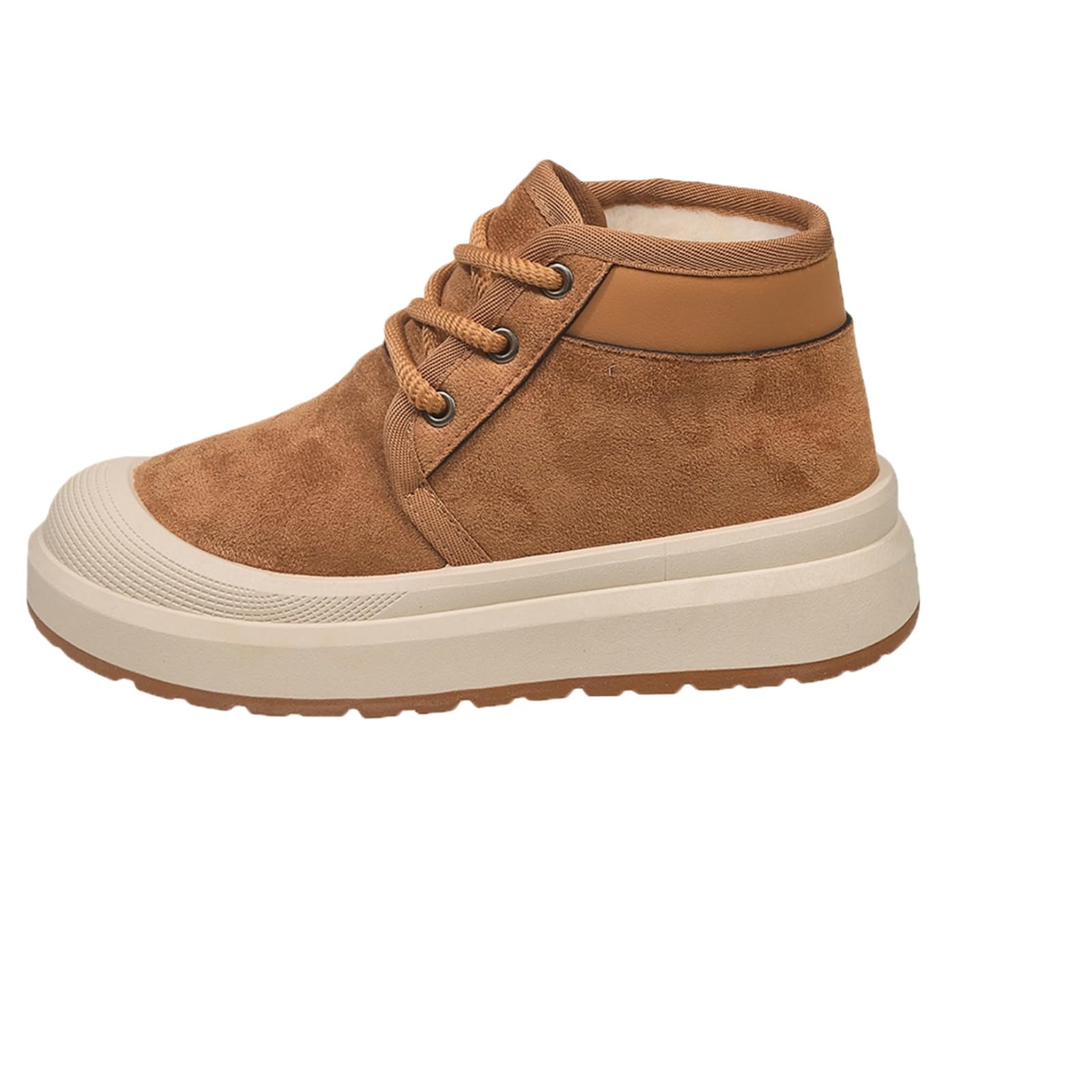 Snow Boots for Women Men Faux Fur Lined Suede Leather Winter Shoes Warm Water Resistant Lace Up Platform