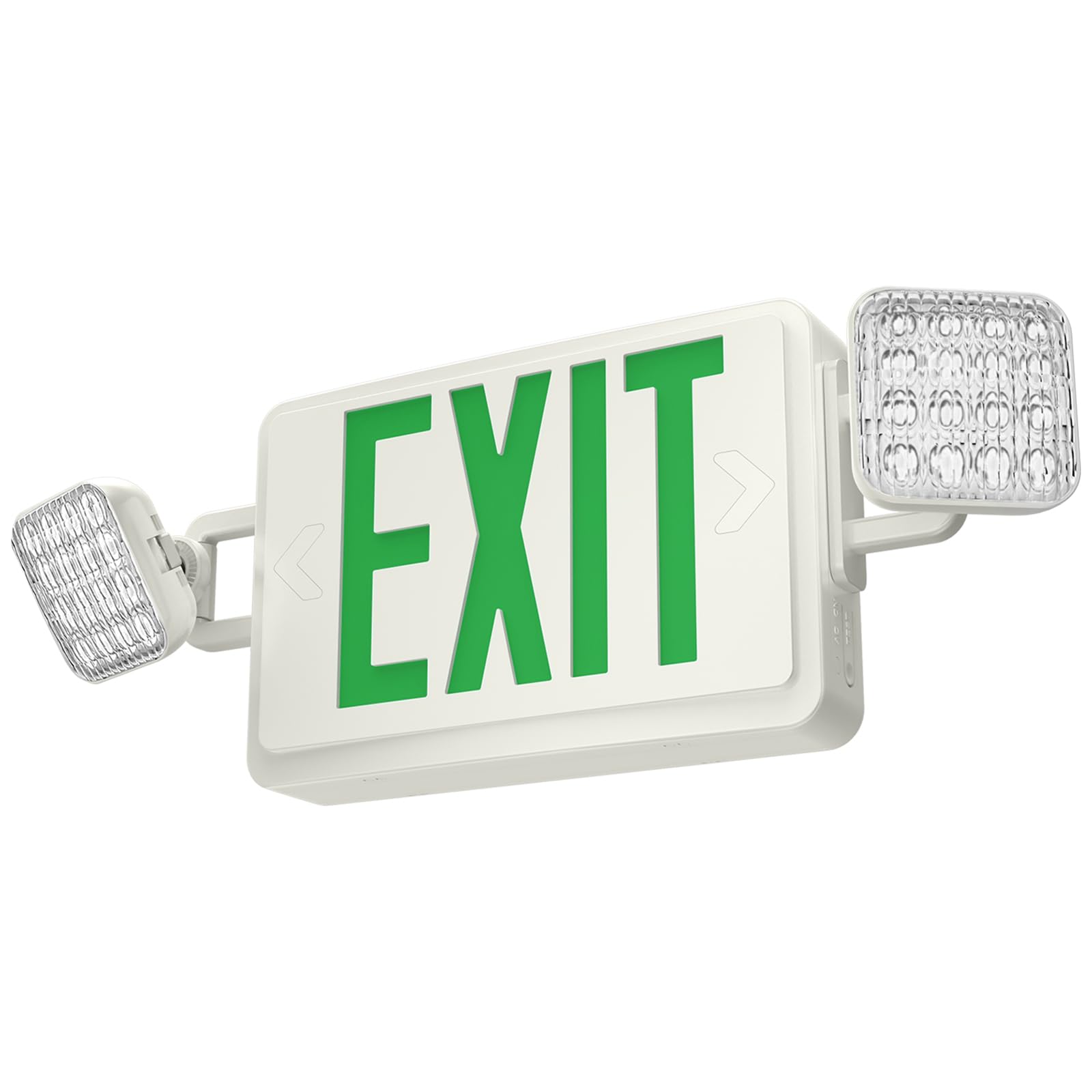 EXITLUX 1 Pack Green Led Two Adjustable Heads Exit Lighting Combo Backup with Backup Batteries/UL Listed,Wall Mounted,120-277VAC Double Face Commercial Exit Sign Fixtures for Business.