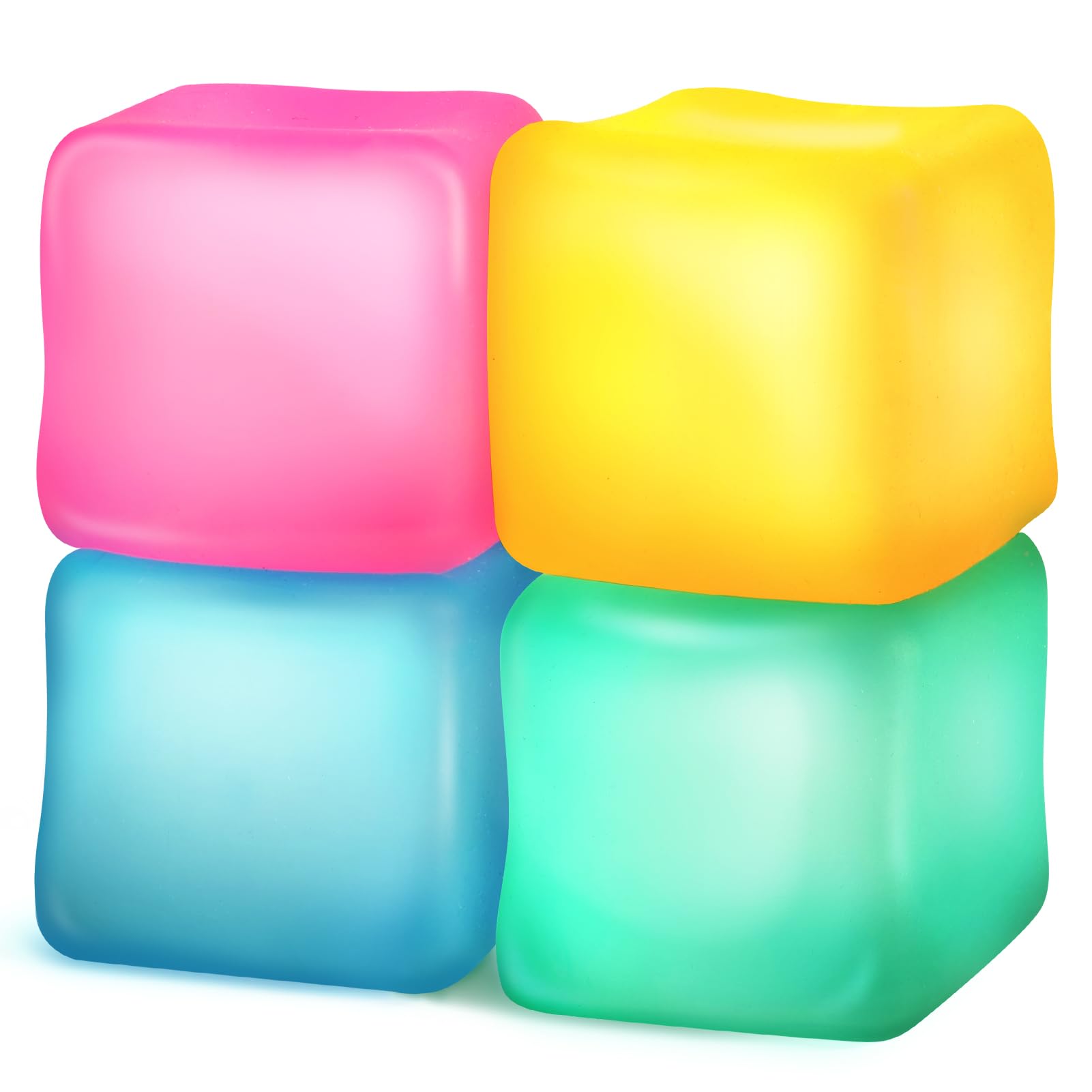 Fidget Toys Stress Cube for Adults 4 Pack: Gel Filled Squishy Toys for Kids - High Density Squeeze Balls for Students Calming - Fidget Squishy Toys for Anxiety