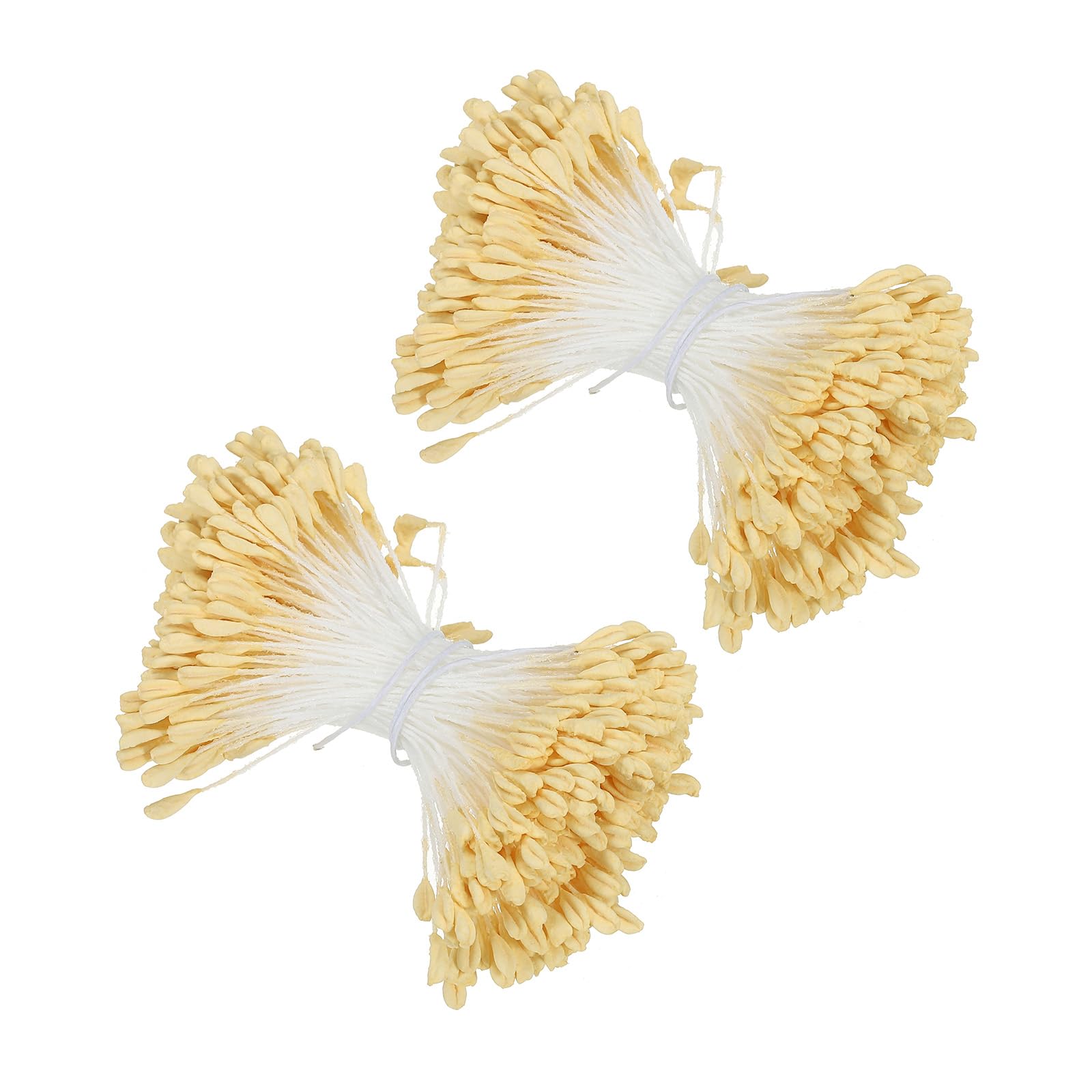 PATIKIL 2.5mm Double Heads Flower Stamen, 680 Pcs Artificial Flower Stamen Pistil Matt Pearl Floral Stamen for DIY Christmas Card Wedding Decoration, Light Yellow