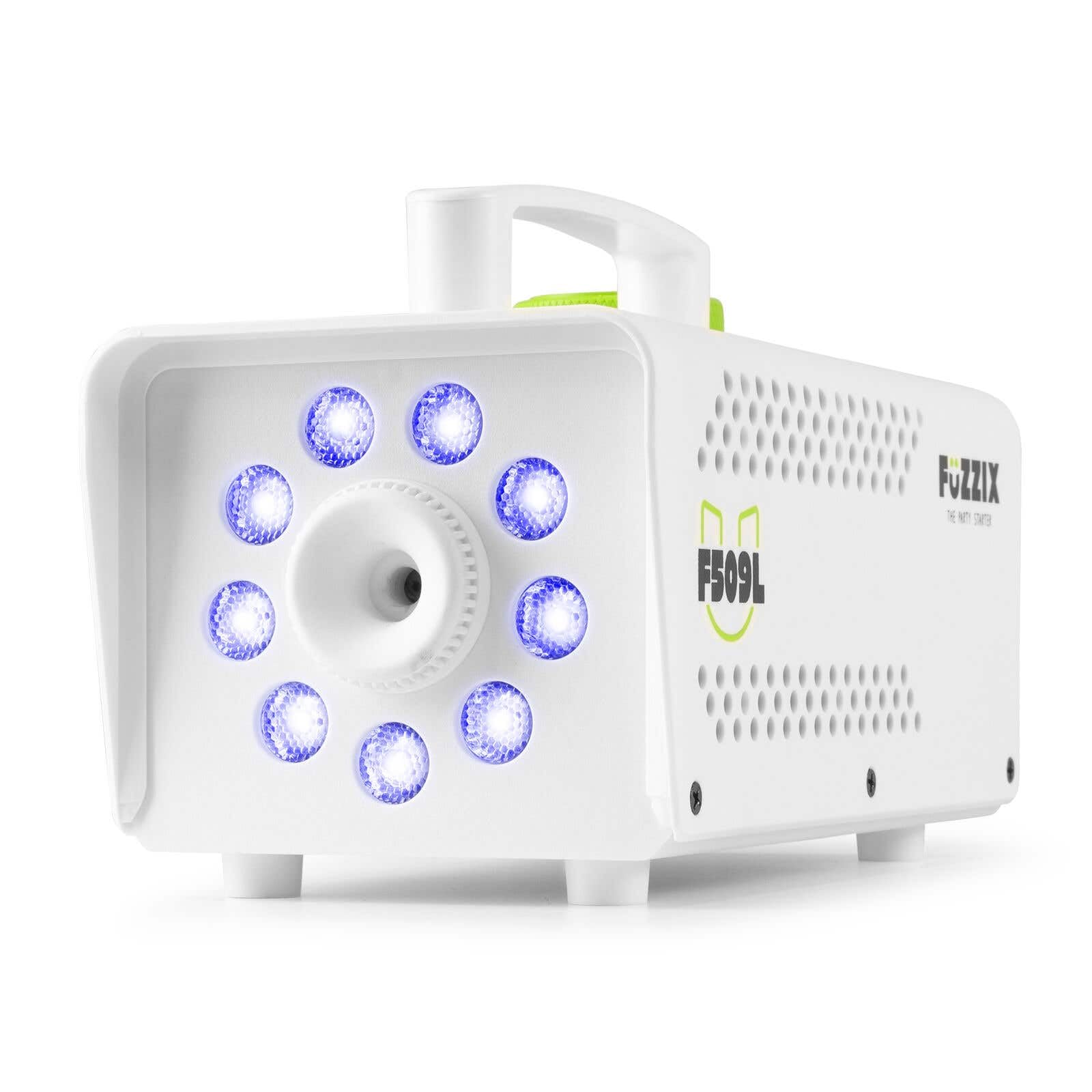 Fuzzix F509LW Nebelmaschine Mini mit LED Lichteffekt und 5 Liter Nebelfluid, 500 Watt mit Fernbedienung, Rauchmaschine Party, Smoke Machine mit 9 LEDs RGB, Hochzeiten, Nebelmaschine Halloween Party