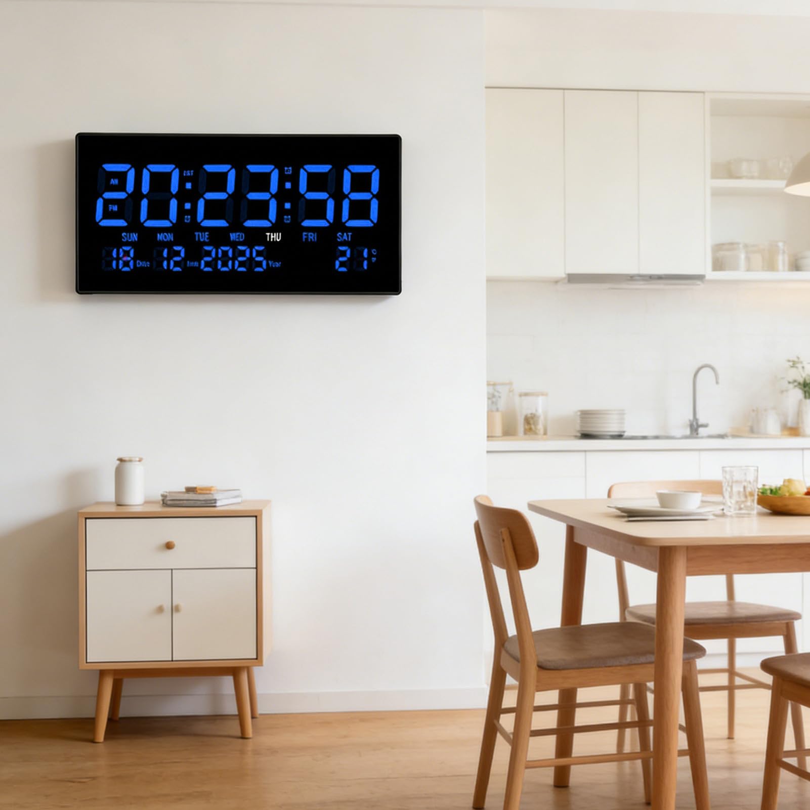 Asixxsix Reloj de Pared Digital LED Pantalla Grande Calendario Silencioso