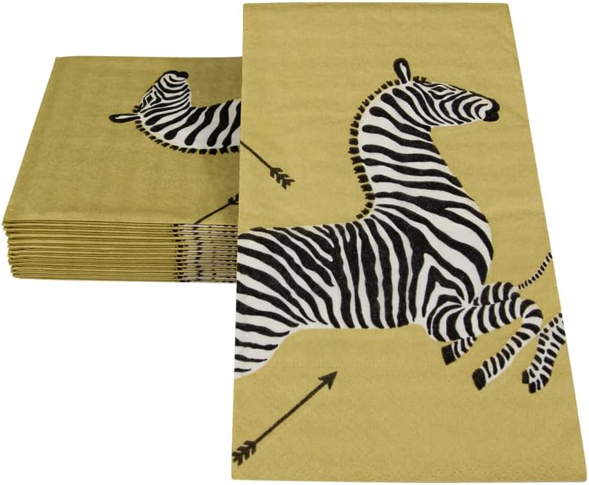 Zebras Gold Guest Towel Napkins - 15 Per Package - 4 Units