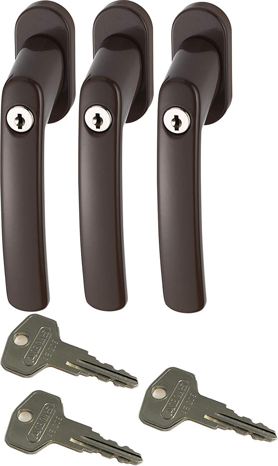 ABUS FG200 B SB abschließbarer Fenstergriff, braun im Set 3 Stück