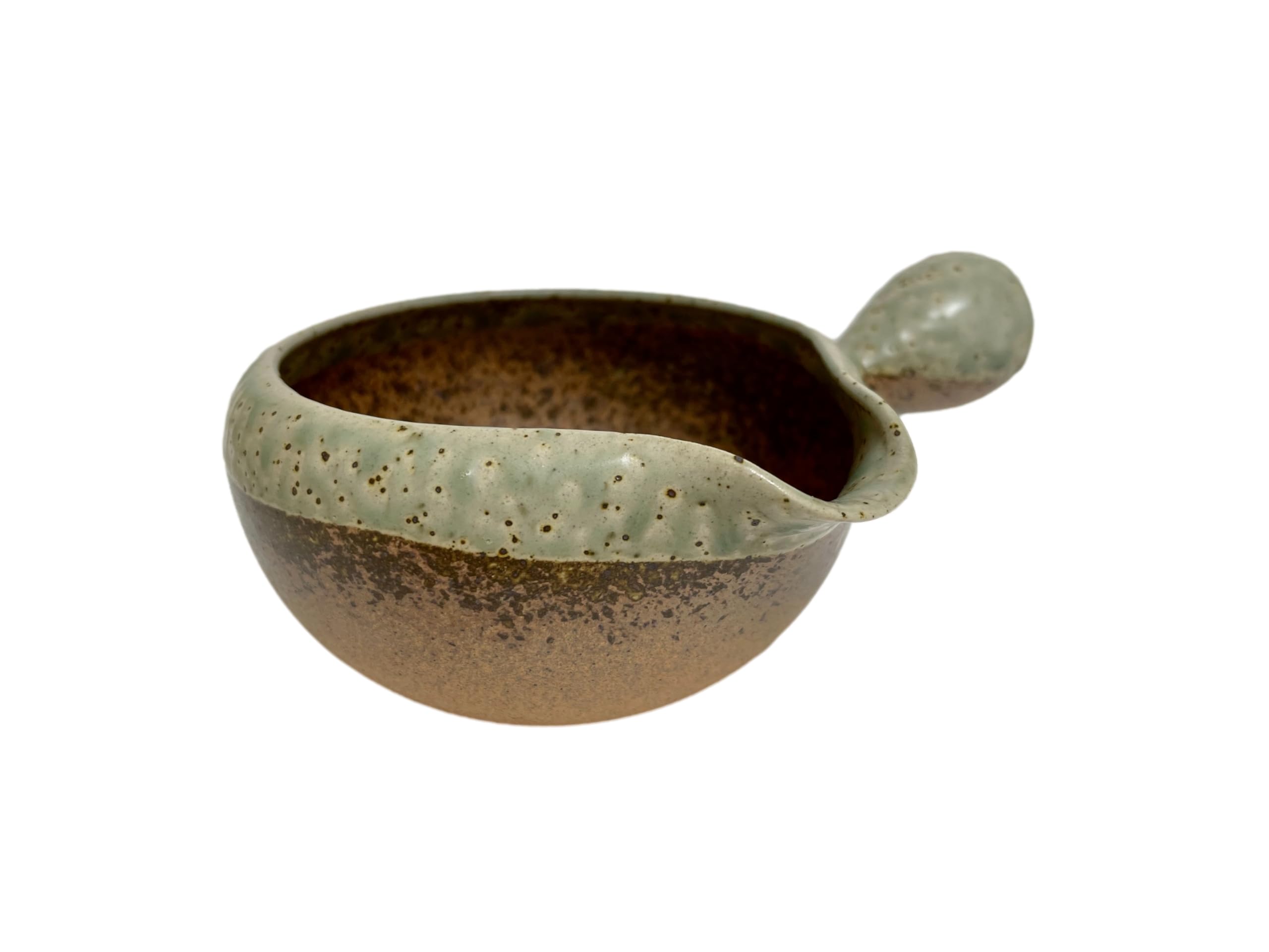 j-pure hitomi Japanese Tokoname Cooling Bowl Yuzamashi for Green Tea, Matcha Bowl with Spout & Handle 10.1 Fluid Ounces, Ash Glazed, from Japan m3708