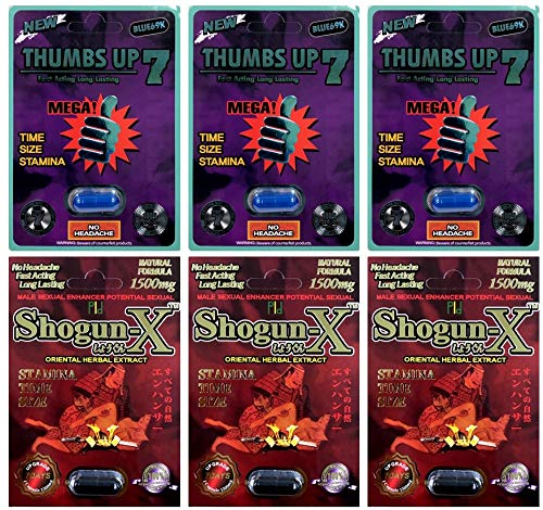 Thumbs Up 7 69K Blue 3 Pill Shogun X 1500mg 3 Pill Male Enhancing Natural Performance Pill The New Most Effective Natural Amplifier for Performance, Energy, and Endurance