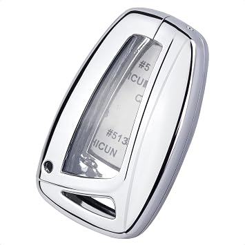 Silver zinc Alloy Smart Key Case Cover Compatible with Hyundai Azera EQUUS Genesis Santa FE Sport Keyless Car Remote Accessory