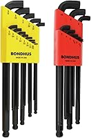 Bondhus 20599 Stubby Ball End Hex Key Set - 0.050-3/8" & 1.5-10mm L-Wrenches, Protanium Steel, USA Made
