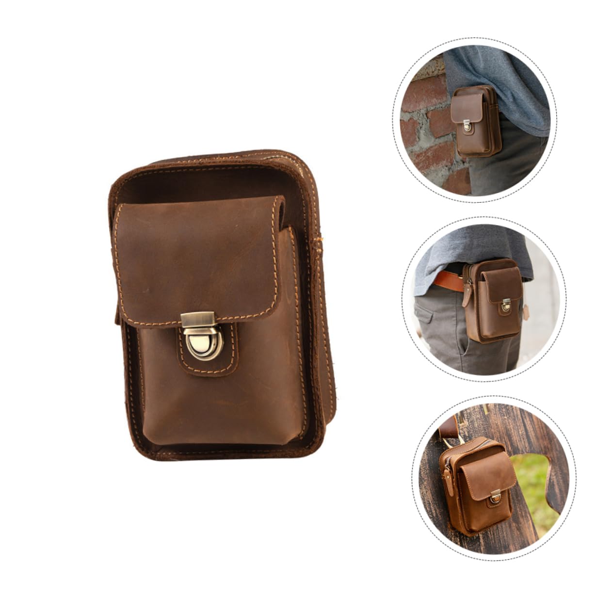 Toyvian Marsupio per Telefono in Cuoio Marrone, Borsa Vintage Outdoor