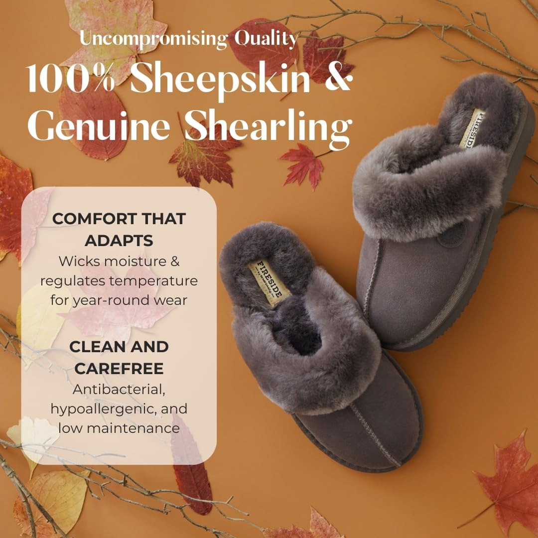 Fireside by Dearfoams Women's Fireside Sydney Shearling Fur Indoor/Outdoor Scuff Slipper With Wide Widths - Image 3