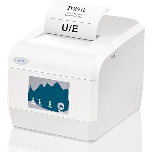ZYWELL ZY908 Thermal Receipt Printer Works with Linux/Mac/Win/Square Register, Auto-Cutter 80mm LAN Receipt Printer Use for Small Business/Restaurant (White)