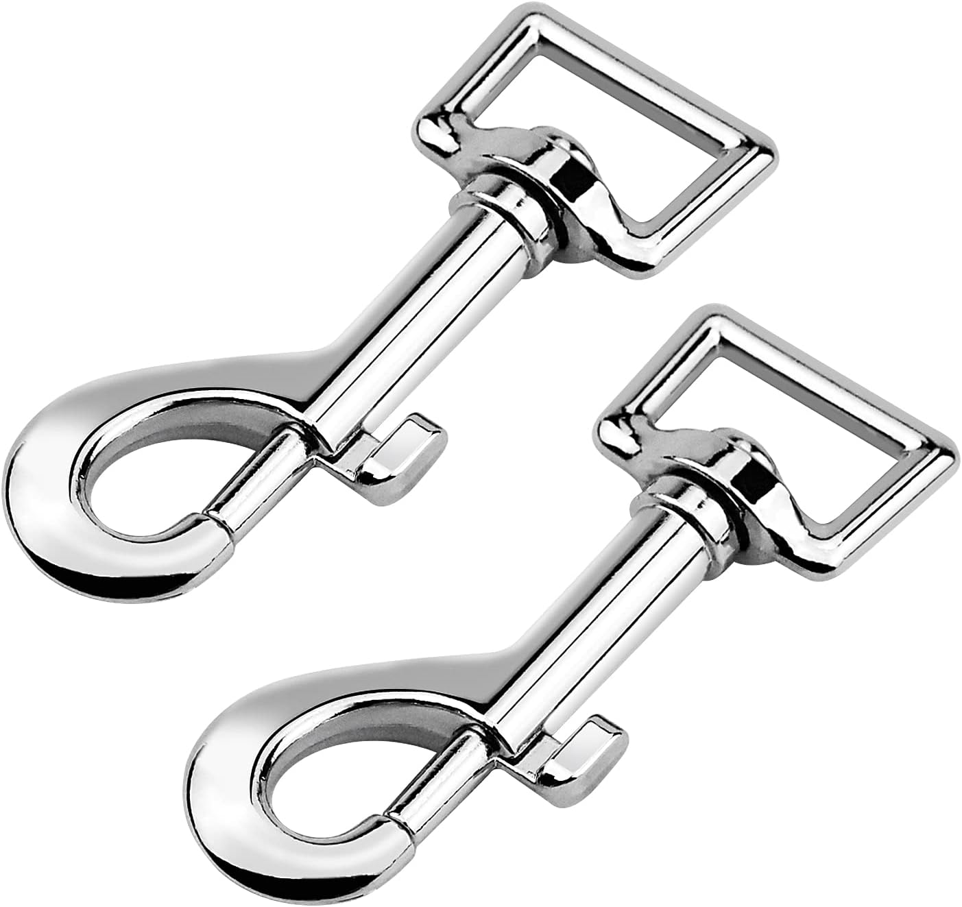 SAMENGTR 2 Pcs Hook with Swivel Joint for Dog, Silver Dog Lead Clips Heavy Duty 75 mm Length for Dog Leash Collar Webbing Bags Straps