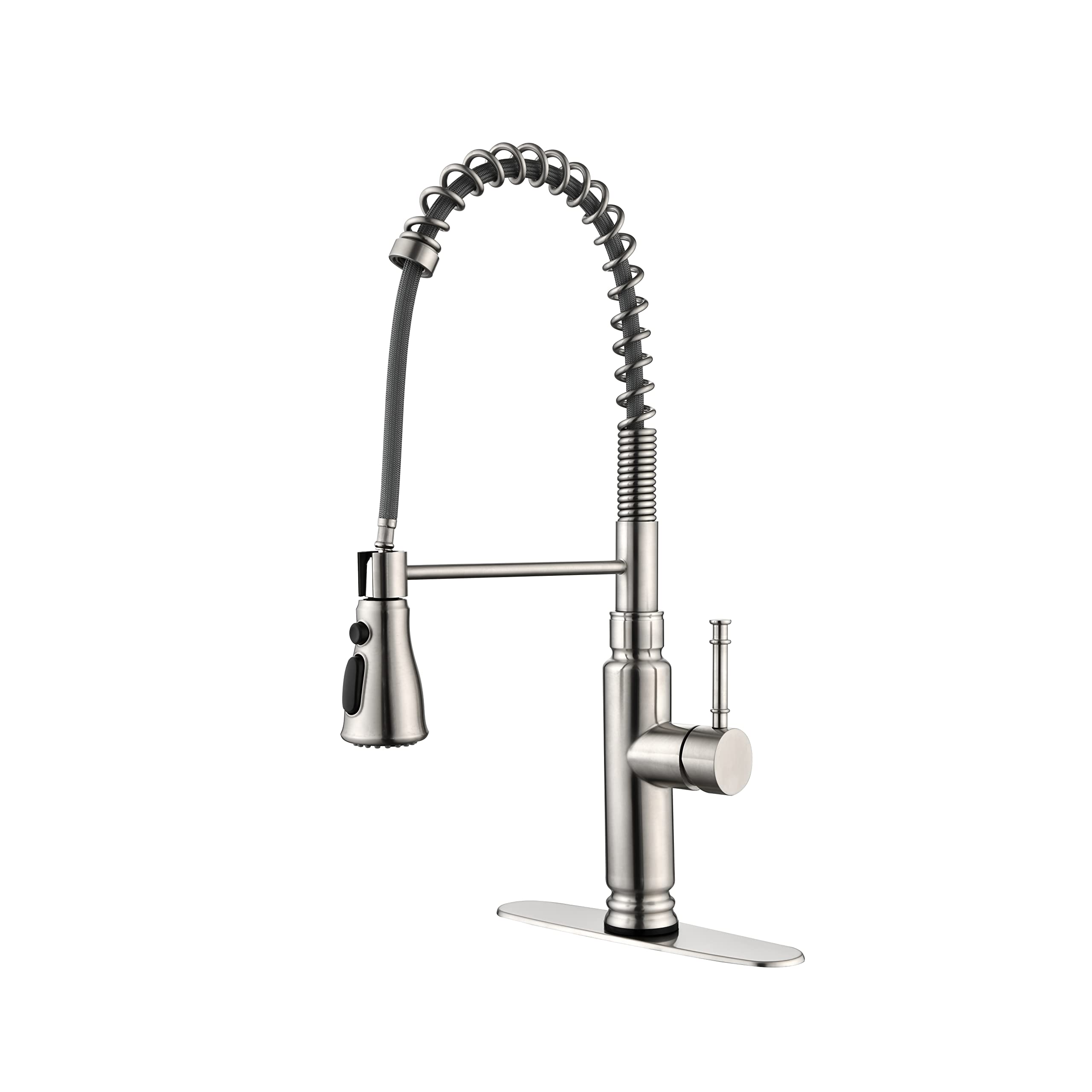 COSZWQDP Pull Down Sprayer Kitchen Faucet Single Handle with Spring Design Brushed Nickel Finish