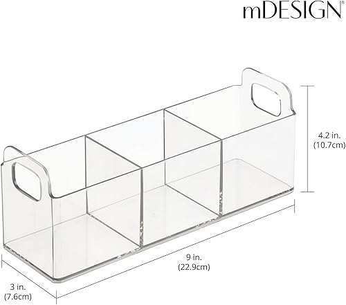 Miniatura 5 de mDesign Organizador de condimentos de plástico y soporte para bolsas de té, organizador de almacenamiento de 3 compartimentos para despensaencimera,