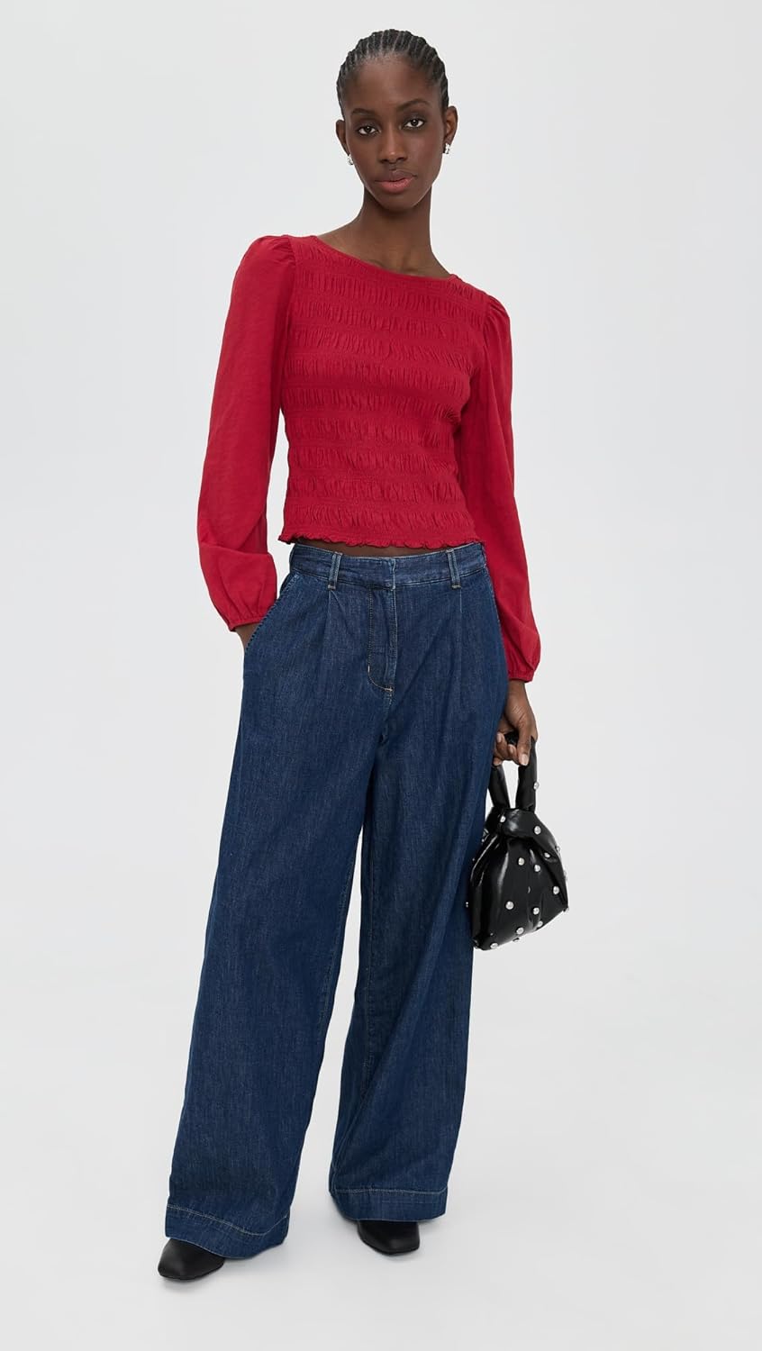 Madewell Women's Smocked Boat Neck Top - Image 5