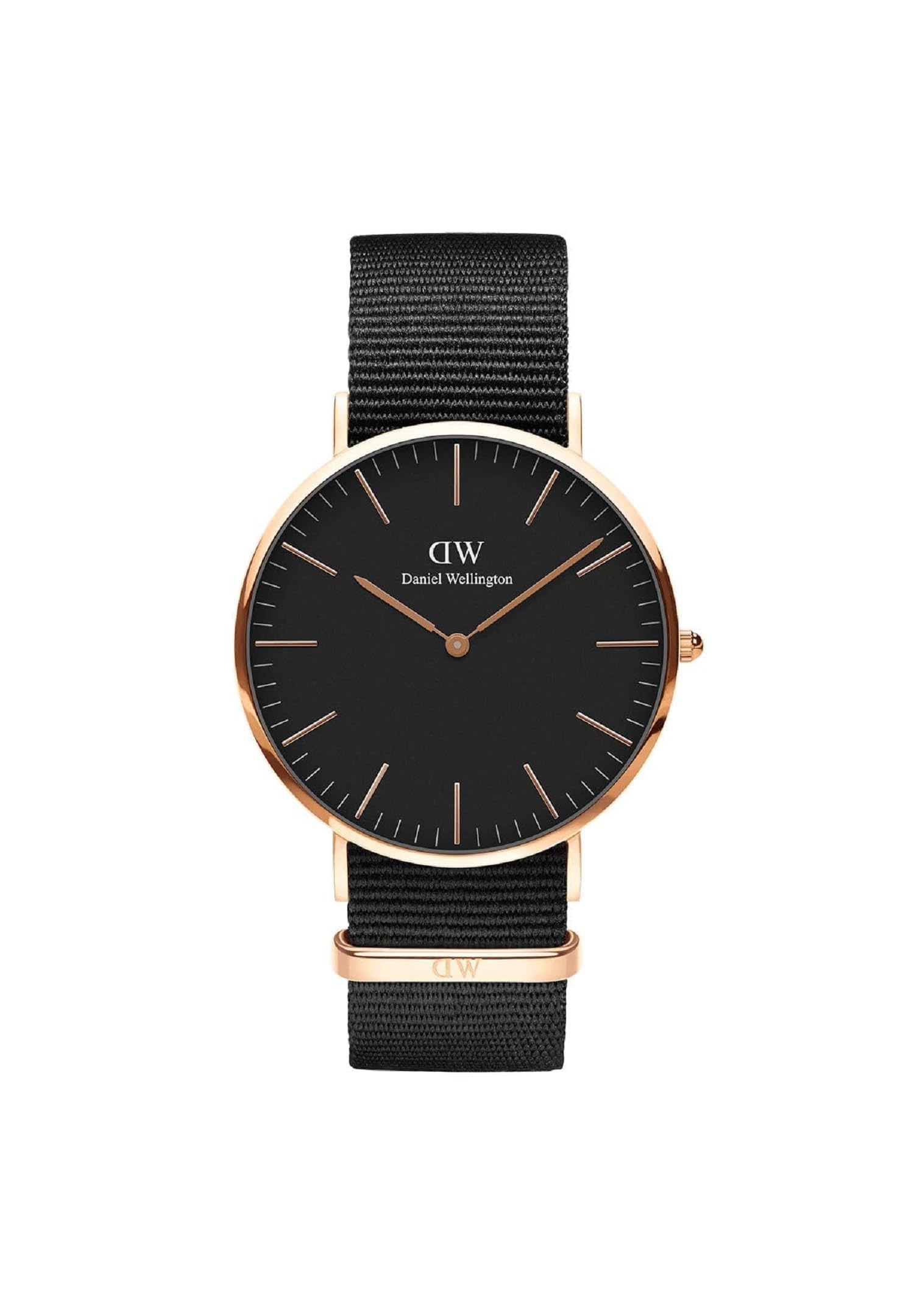 Daniel Wellington Orologio classico Cornovaglia, nero, oro rosa, 40 mm, NATO, da uomo
