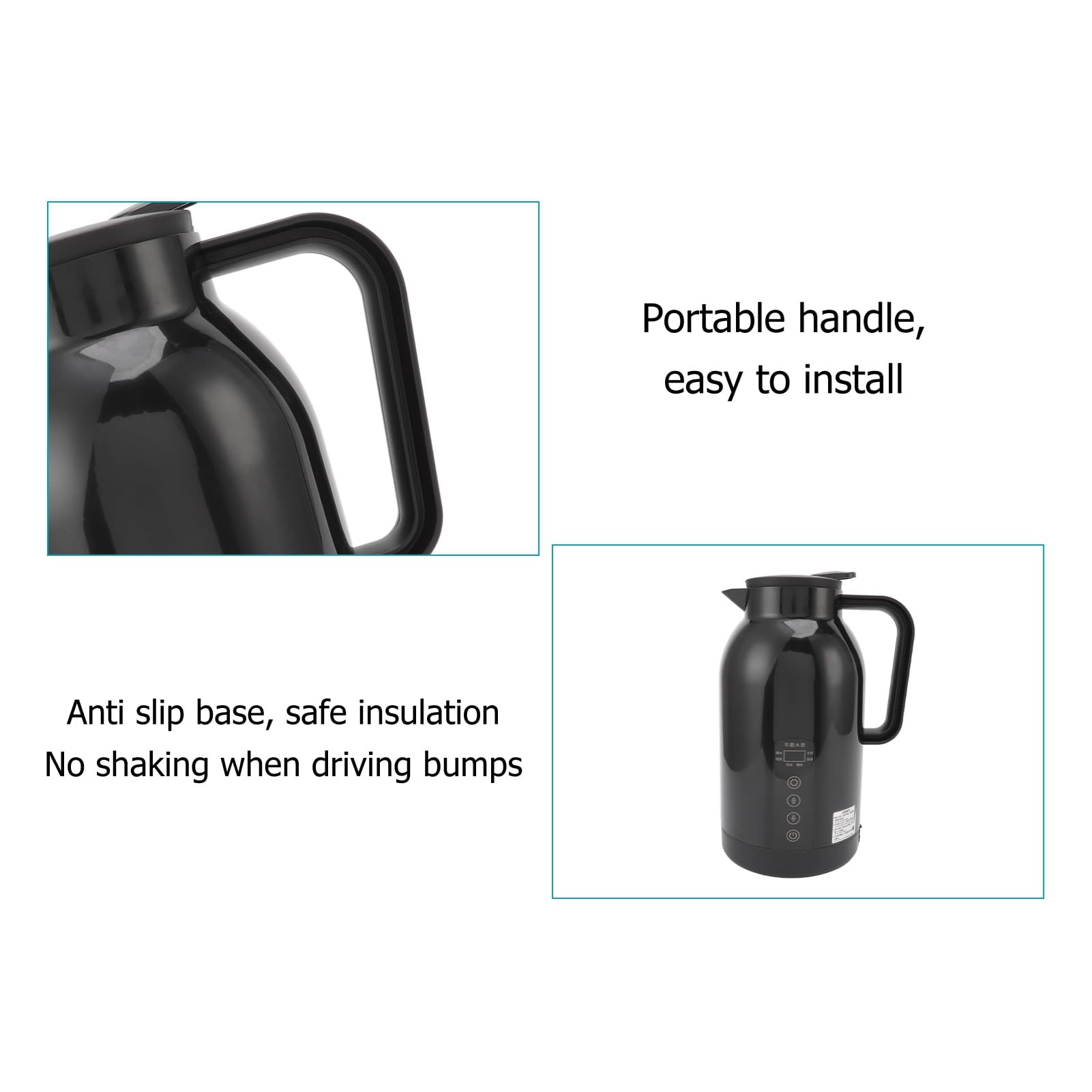 aqxreight Hervidor Eléctrico Portátil 1300ml de Acero Inoxidable, Taza de | Fast boiling for coffee and tea, -proof travel design, compatible with 12V car outlet, stainless steel body