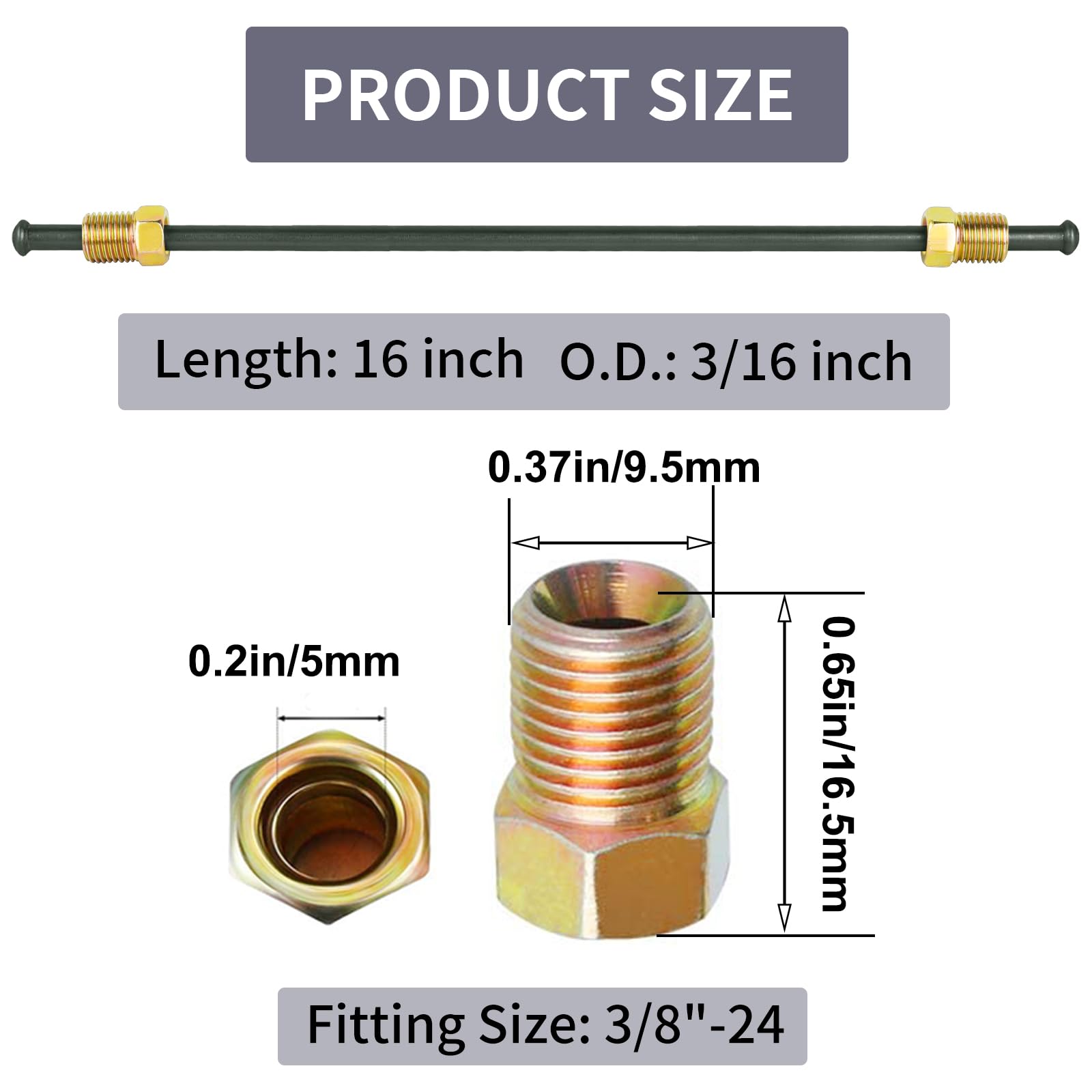 25FT 1/4 Inch Brake Line Kit – Copper-Plated Steel Tubing With 16 Inverted Flare Fittings, Flexible Line Repair Kit For Cars & Trucks