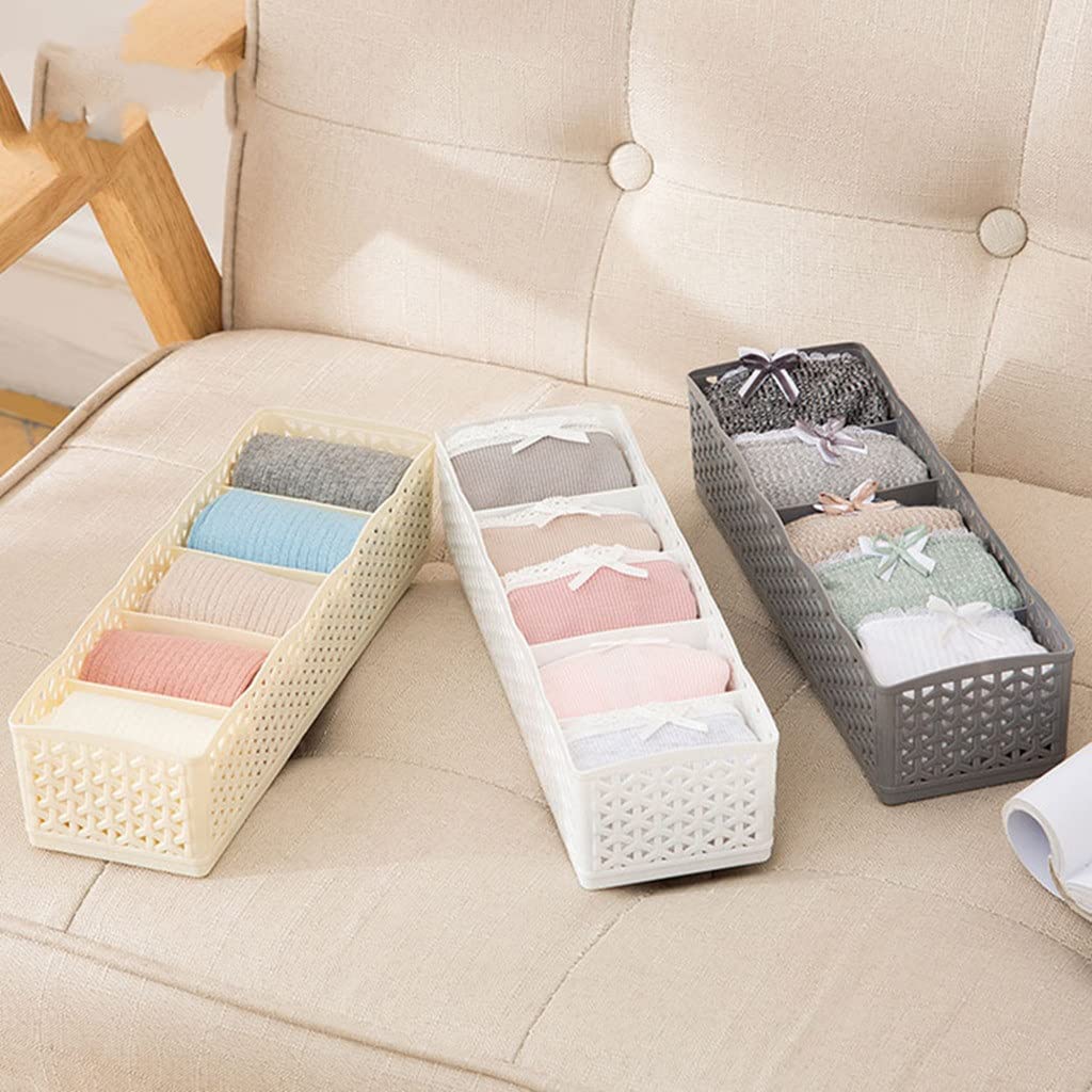 Scatole portaoggetti Intrecciate Calzini Biancheria Intima Mutandine Divisori per cassetti Custodie Separate Organizzatori Guardaroba Organizzazione Bagno casa (3)