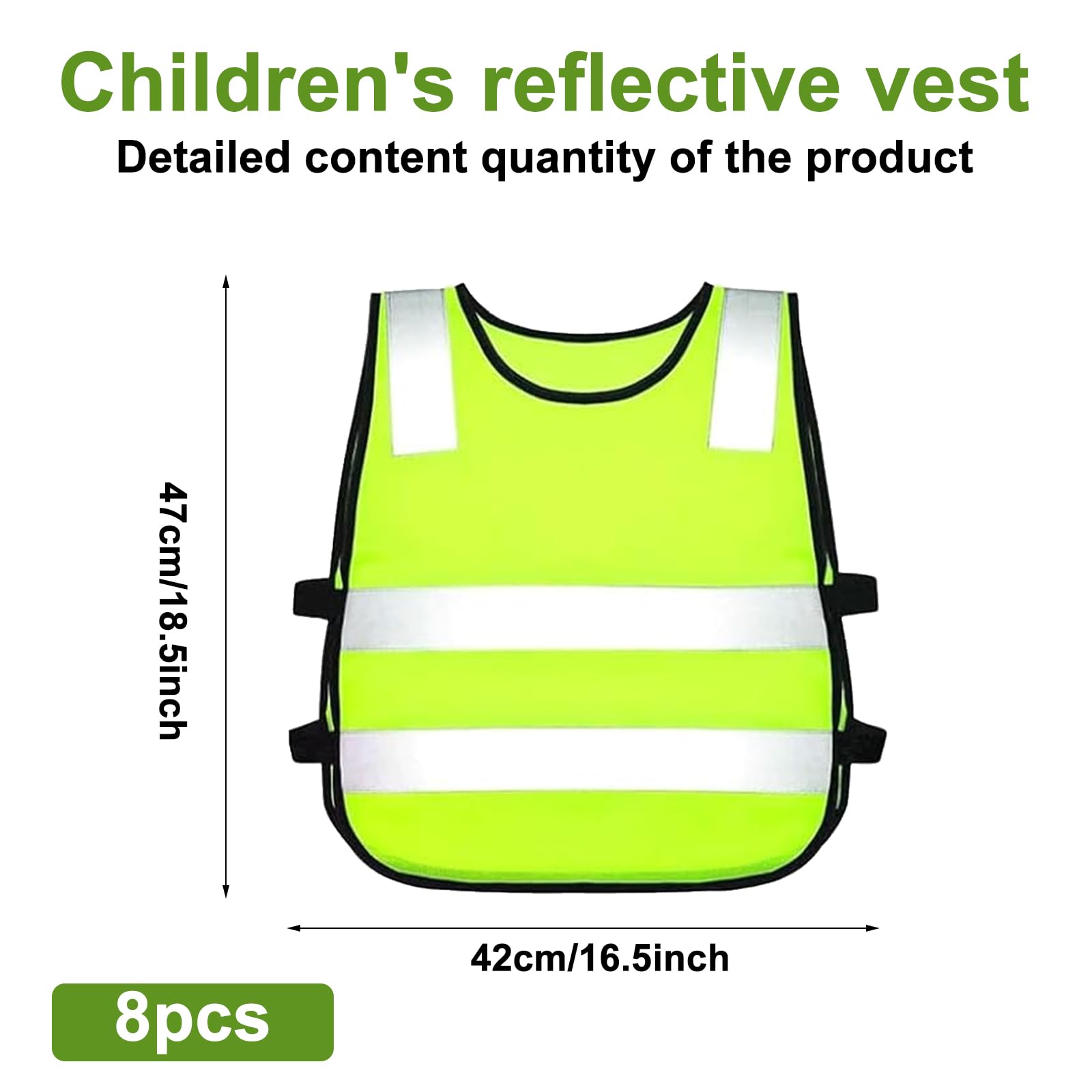 SUNOYA Chalecos Reflectantes Seguridad para Niños, Chaleco Reflectante Niño 8 Piezas, Chaleco Amarillo Reflectante para Niñas Niños 3-12 Años para Carrera Ciclismo Senderismo y Viajes Escolares