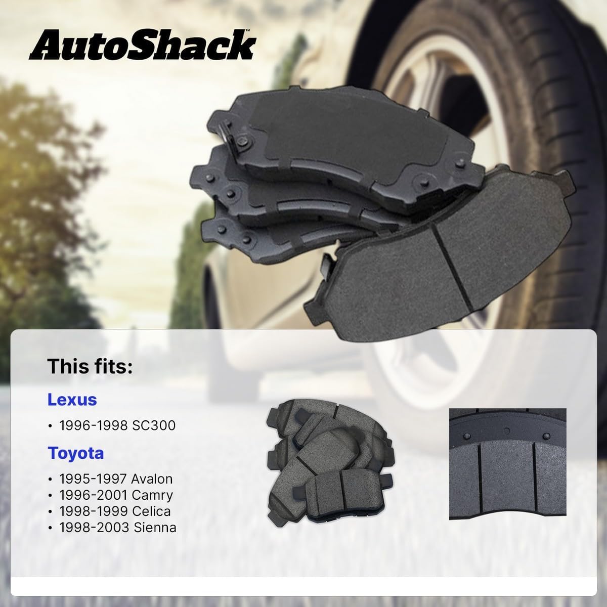 AutoShack Front Ceramic Brake Pad Set Replacement for 1998-2003 Toyota Sienna 1996-1998 Lexus SC300 1995-1997 Toyota Avalon 4-PC
