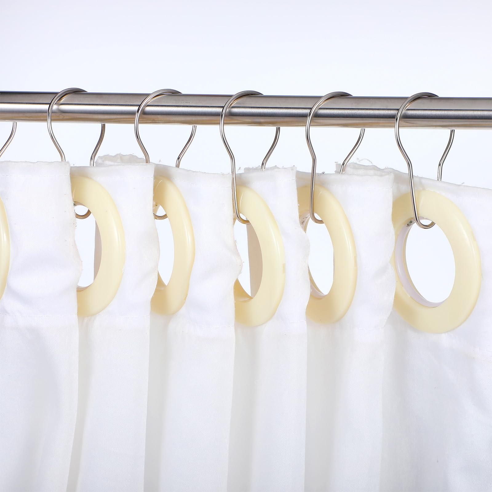 200 ganchos de cortina de ducha, anillos de metal inoxidables para cortinas de baño (plateado)