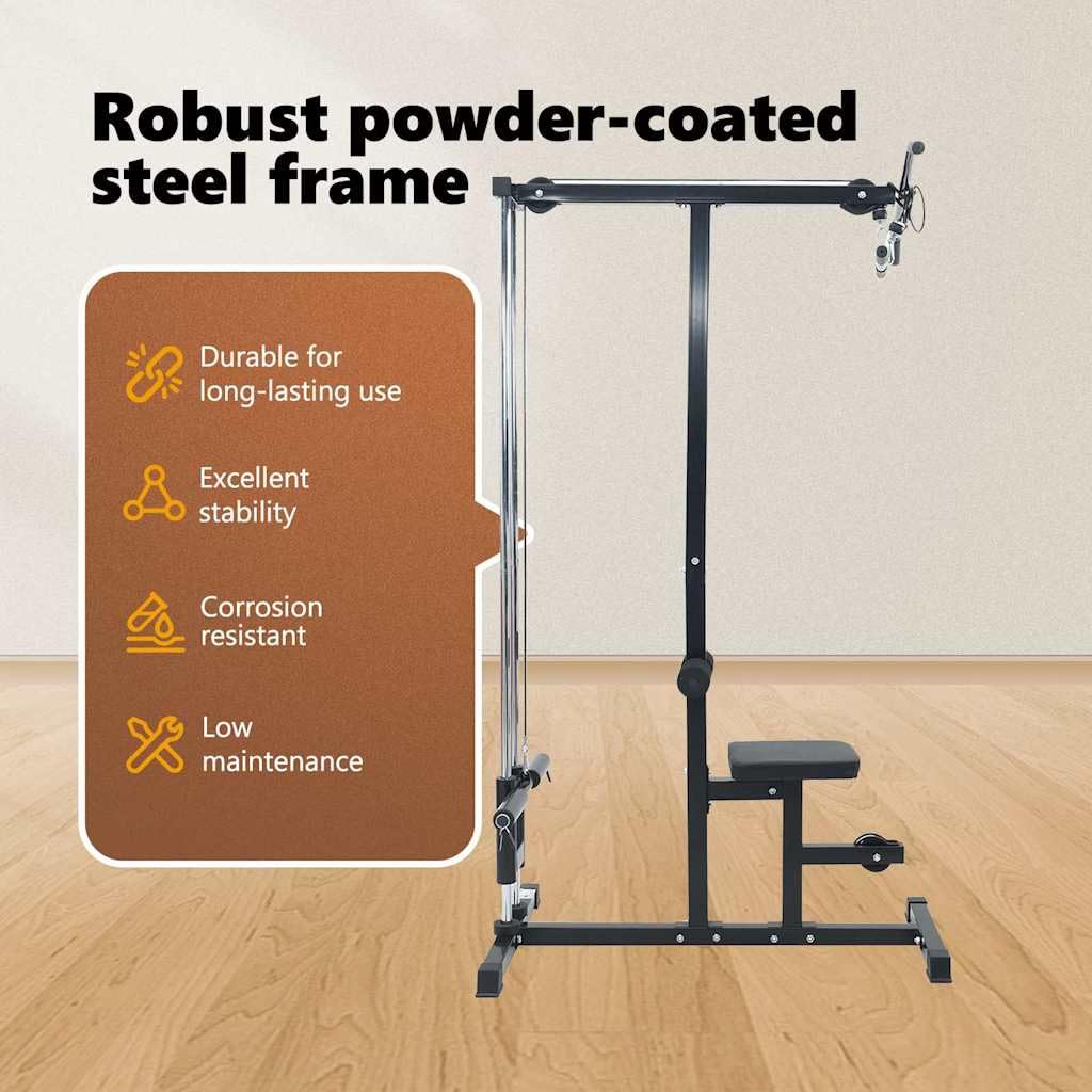 vidaXL LAT Pulldown Maschine mit verstellbarem Sitz für bis zu 80 kg Robuste Fitnessausrüstung für Heimfitness mit kompaktem Design für Krafttraining Industrie Stil Glatte Textur