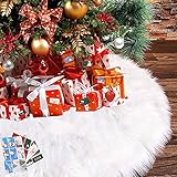 decoracion navideña blanco 【MATERIAL DE LUJO】Falda de árbol de Navidad hecha de material de felpa de alta calidad con textura suave y cómoda, diseño de doble capa, artesanía extremadamente bien hecha e impecable. Suave y cálido, precioso y elegante, perfecto para la nieve blanca Ornamento del tema de la fiesta de Navidad.La falda del árbol de Navidad de felpa es el mejor lavado a mano en agua fría y se prefiere el secado al aire.