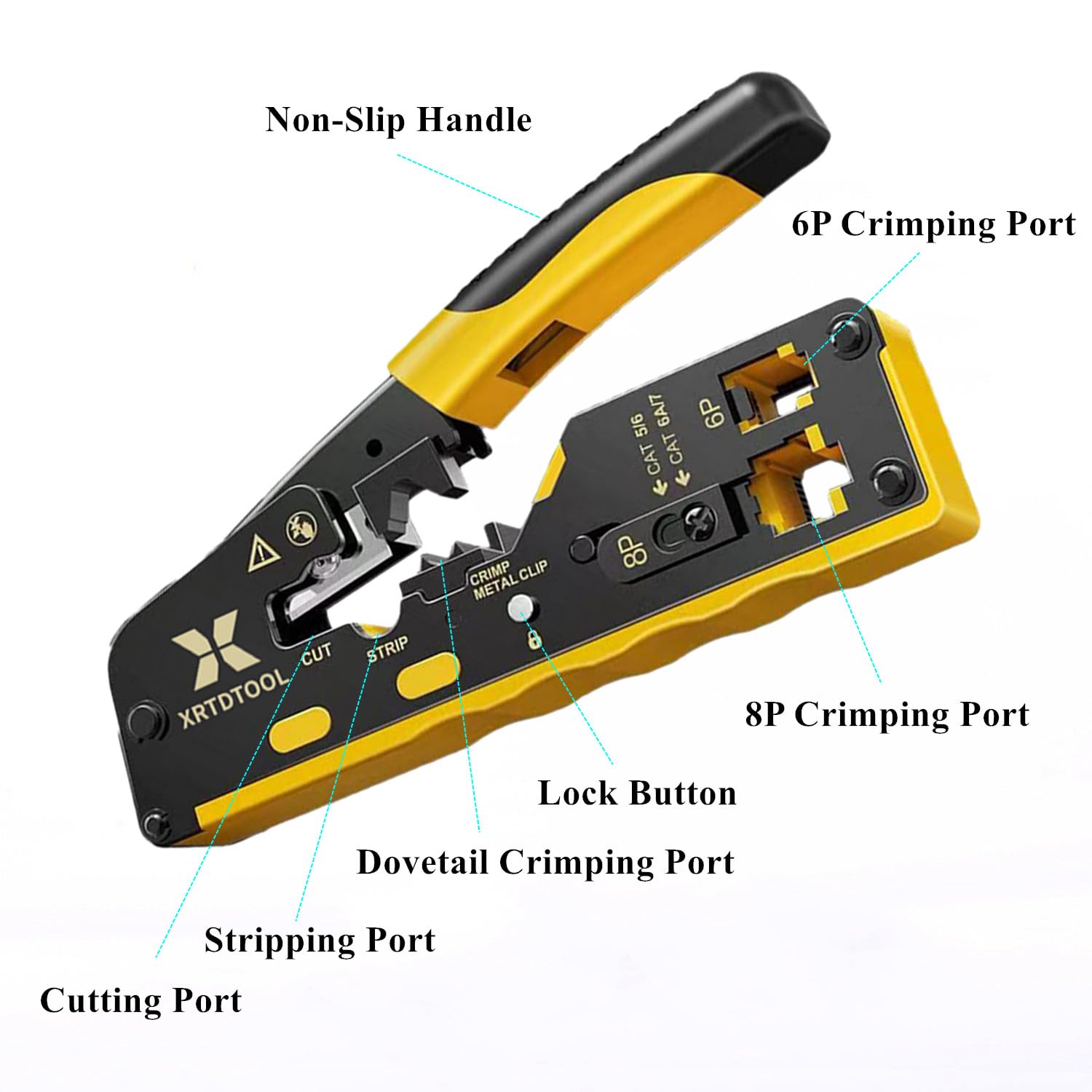 Herramienta de crimpado Cat7 Cat6A Cat6 Cat5, herramienta de crimpado Ethernet RJ45 Cat7 Cat6A Cat6 Cat5 para conectores blindados