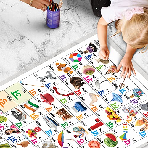 Image of GO WOO Combo of 2 Alphabet and Hindi Varnamala Educational Posters for Preschool Kids Classroom Study | Learning- Charts for Kids Learning (20 inchX30 inch Inches)