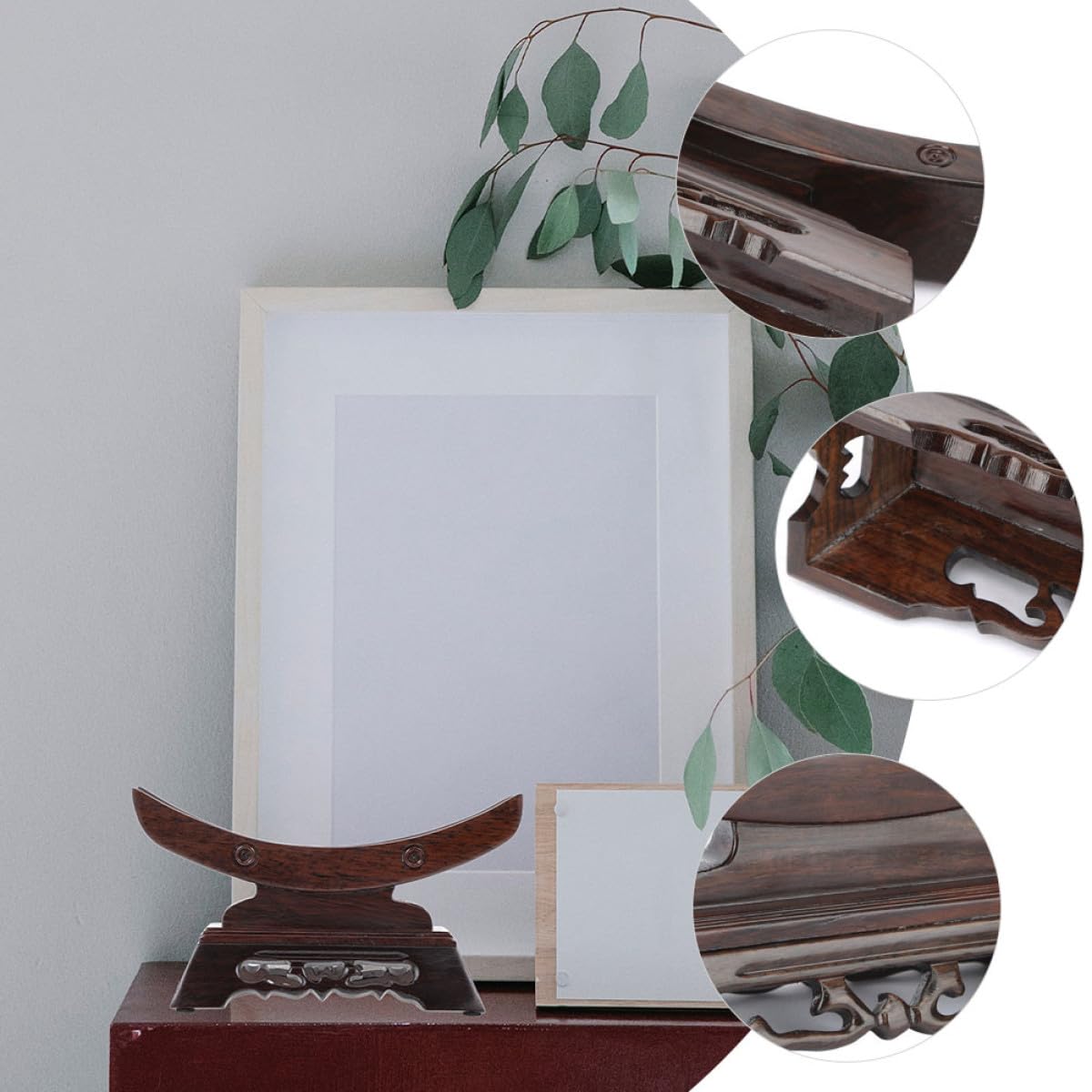 Abaodam Soporte de Espada de Escritorio de Madera de Palo de Rosa Superficie Lisa y Diseño Artístico Único para Almacenamiento Práctico Hogar