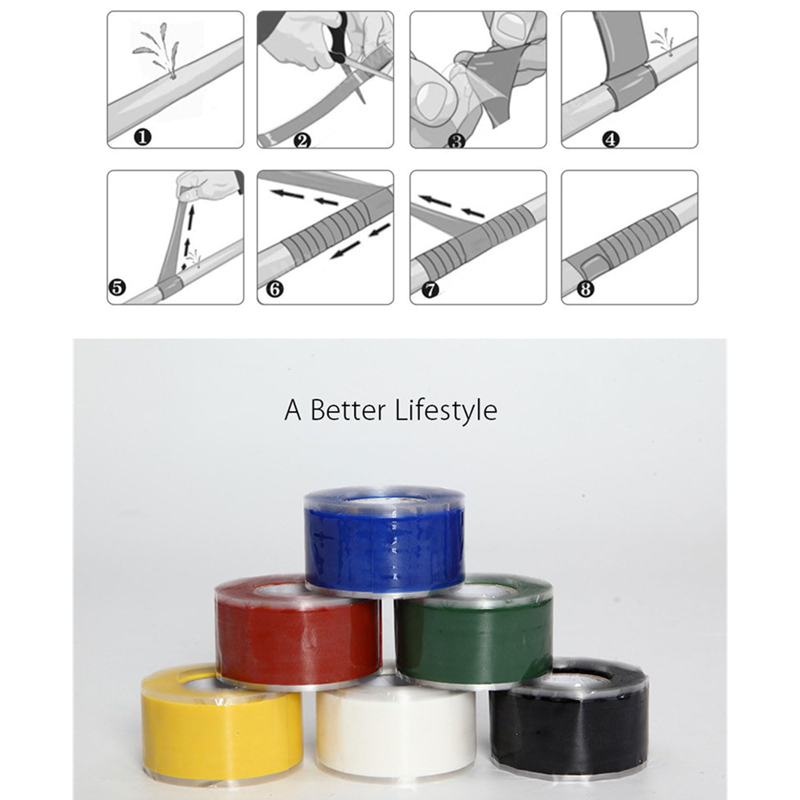 KAIXINXIN Upgrades Silicone Fusing Tape 1.5m Long Repair Tape Plumbing Hose Repair for Plumbing & Electrical Use