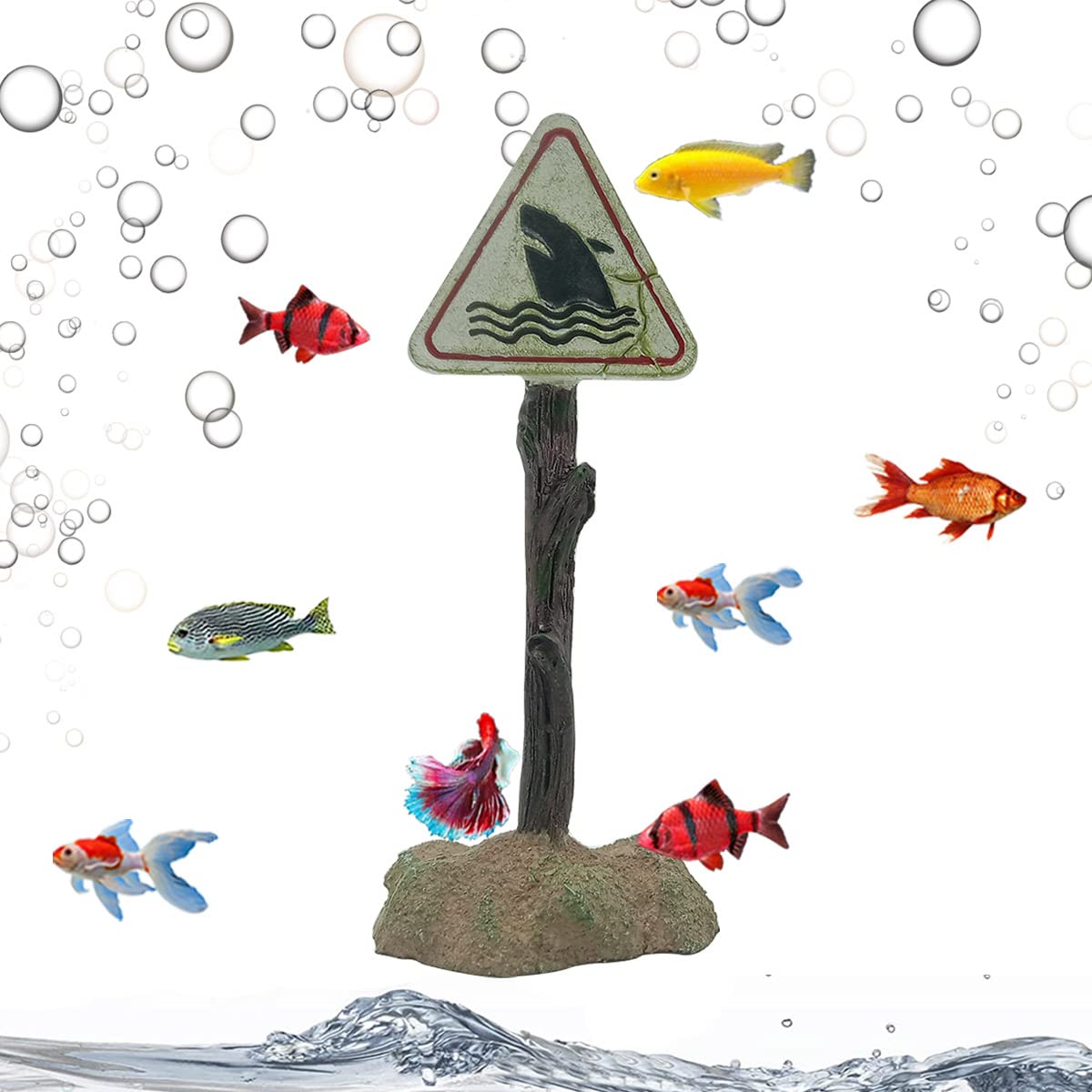 YellowCult™ Realistic Looking Shark Danger Sign with Wooden Log Look, Fun Ornaments/Toy Decoration for Fish Aquarium Tank (B0BKT991BW) Amazon Price History, Amazon Price Tracker