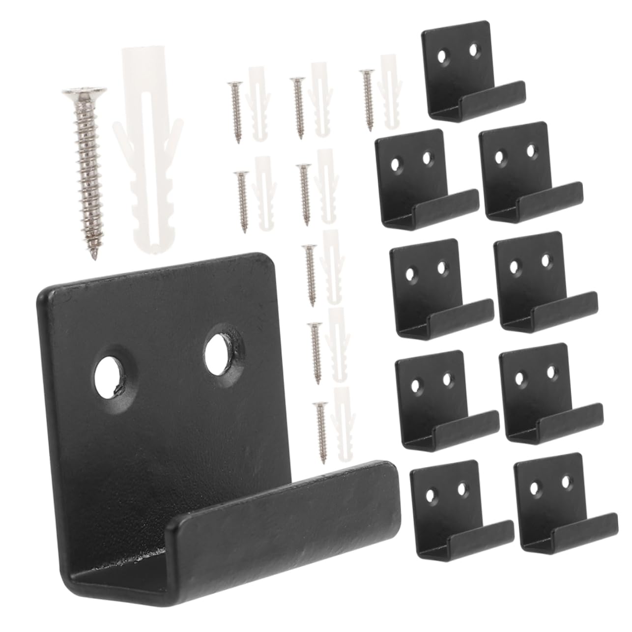 DOITOOL 5 Sätze Fliesenhaken Schiene Spiegelhalter Für Wände Anzeige Handtuchhalter Montage Rahmen Galerie Wandhalterung Gürtelhalter Auslauf Black Kaltgewalzter Stahl 10 Stück * 5