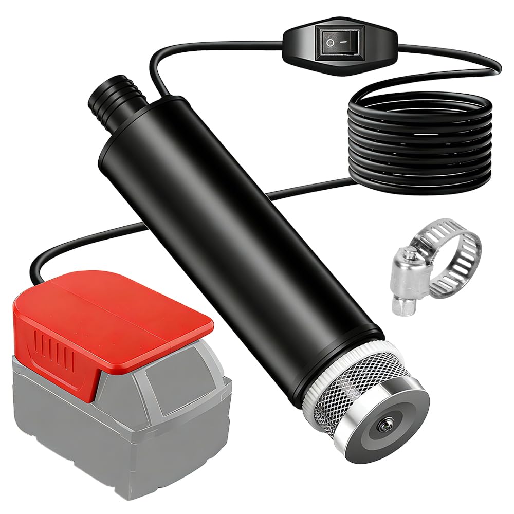 Akku Wasserpumpe, Mini Tauchpumpe, Wasserpumpe Klein für Milwaukee 18V Akkus, Pumpe Wasser für Keller, Pool, Gartenbewässerung, Autowäsche (KEIN Akku)