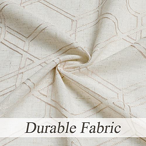 West Lake Linen Beige Boho Semi Sheer Curtains 63 Inch Bohemia Geometric Panels Embroidery Contemporary Lattice Grommet Farmhouse Window Treatment Natural Drapes For Living Room, Parlor 40”X63”X2 #TOP5