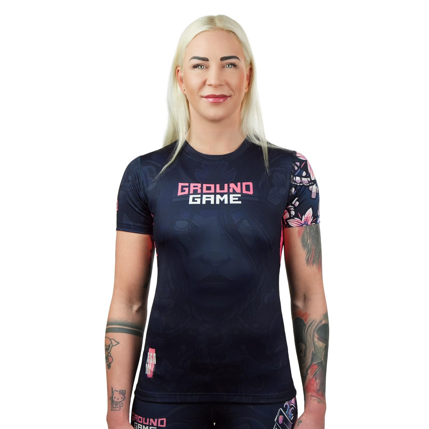 Ground Game Funktionsshirt Damen Rash Guard BJJ MMA Laufshirt Damen Kompressionsshirt, Sport Shirt Fitness