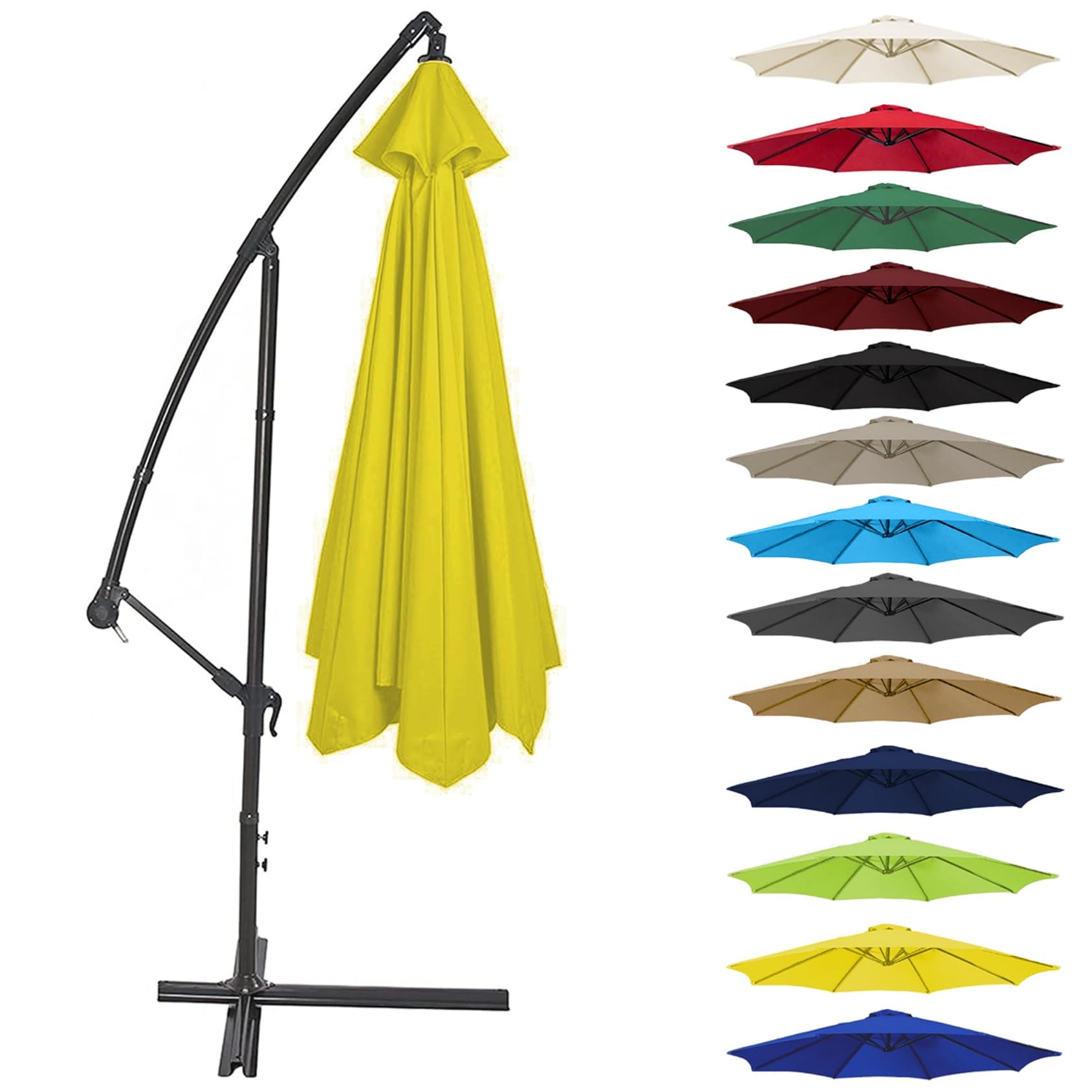Canopy Cover 200CM 2.7M 300CM (6 Arms/8 Arms) Umbrella Replacement Cloth Cantilever Parasol Top Fabric Cover UV Protective(Color:Yellow,Size:8 ribs-2.7m(8.8ft))