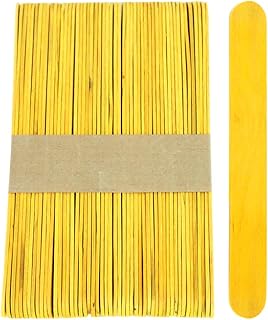 100 Sticks, Jumbo Wood Craft Popsicle Sticks 6 Inch (Yellow)