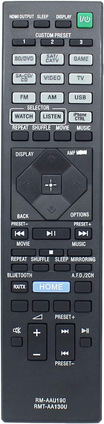 RM-AAU190 RM-AA130U Remote Control Replacement for Sony AV Receiver STR-DH550 STR-DH750 RMAAU190 STRDH550 STRDH750 STR-DN1060 STR-DN860 STRDN1060 STRDN860