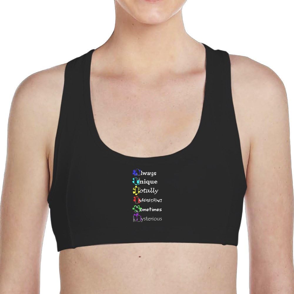 Women's Autism Definition Padded Sports Bra Running Aerobics Gym Dance Yoga Vest