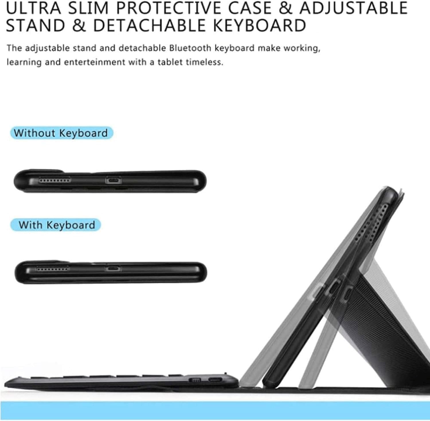 Keyboard Case for iPad Mini 7 generacji (A17 Pro, 2024) / Mini 6 generacji 8,3 cala, odłączana klawiatura z myszką, ultracienkie etui z podstawką Folio i uchwytem na długopis,Purple