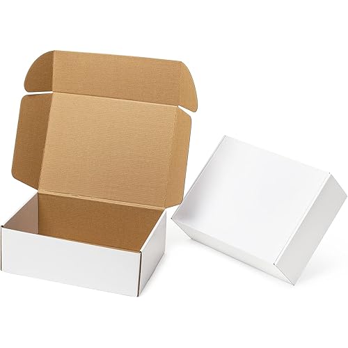Mcfleet 24 Pack 12x9x4 Shipping Boxes - White Corrugated Cardboard Mailing Box Packaging for Small Business - Tab Locking Literature Mailer Flat Empty Gift Packing Supplies