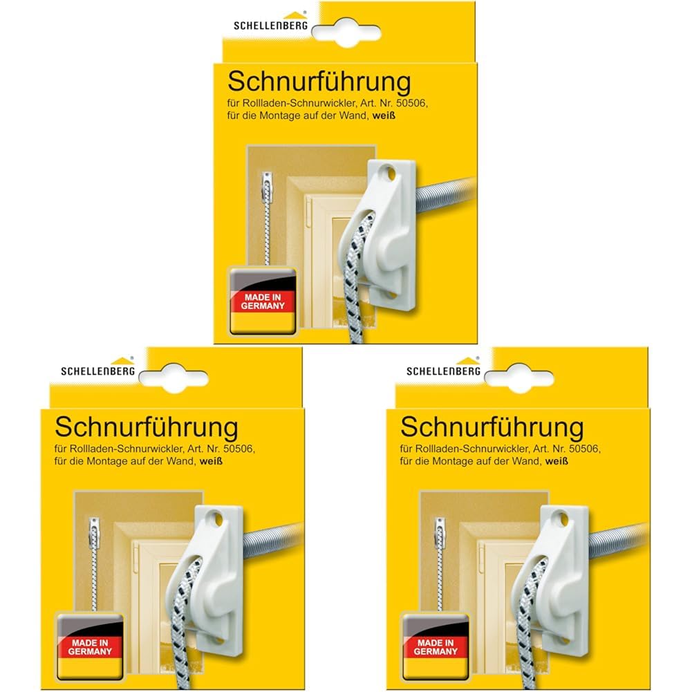 Schellenberg 11034 Schnurführung für Rollladen-Schnüre bis 5 mm Durchmesser, Rolladenschnur, verschleißarmer Lauf der Rollladenschnur (Packung mit 3)