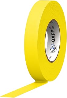 1" Width ProTapes Pro Gaff Premium Matte Cloth Gaffer's Tape With Rubber Adhesive, 11 mils Thick, 55 yds Length, Yellow (Pack of 1)