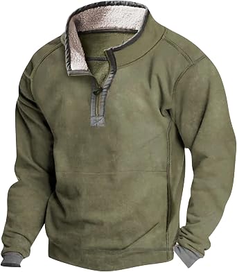 Mens Quarter Zip Sweatshirt, Sherpa Lined Fleece Stand Collar Fashion Athletic Warm Pullover Casual Polo Golf Shirt