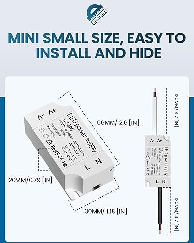 Miniatura 3 de Lustaled Fuente de alimentación LED de 24 W, 12 V, IP67 resistente al agua, controlador LED de 12 voltios, 110 V CA a 12 V CC, convertidor de