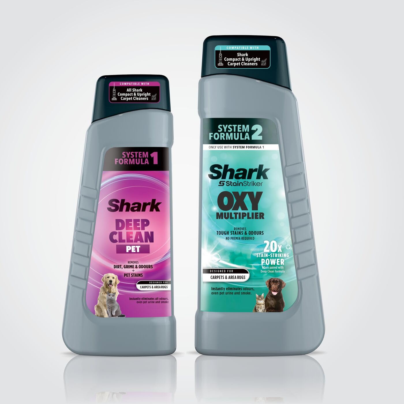 Shark 4970YY200UK StainStriker Formula Bundle Recharge multiplicateur Oxy 946 ml et solution d'extraction de tapis pour animal domestique 473 ml, 1,42 l